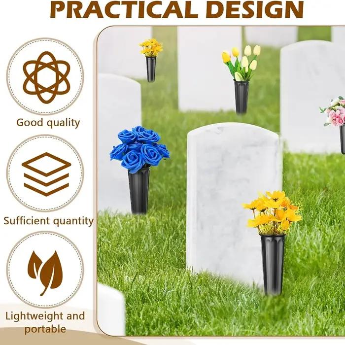 Vase de cimetière avec pointes, support de Vase à fleurs en plastique pour pierre tombale, cour, mar