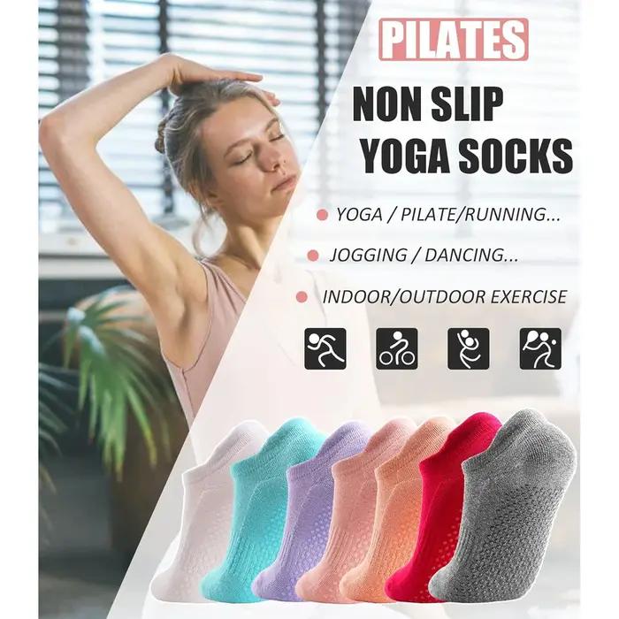 3 paires de chaussettes de yoga pour femmes, chaussettes de Pilates antidérapantes, chaussettes anti