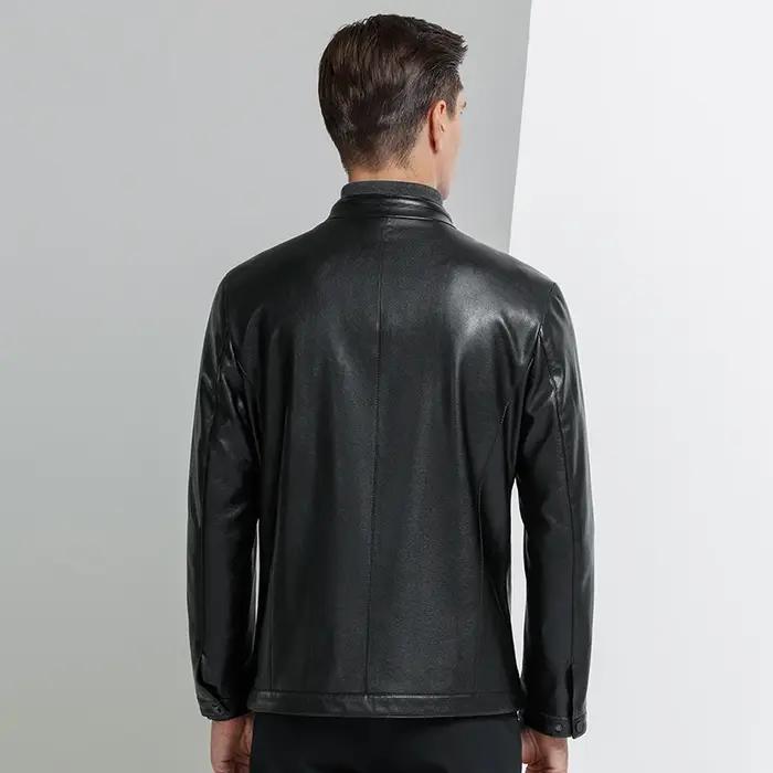 YN-336 printemps et automne hommes col montant veste en cuir de mouton naturel veste en cuir mince h