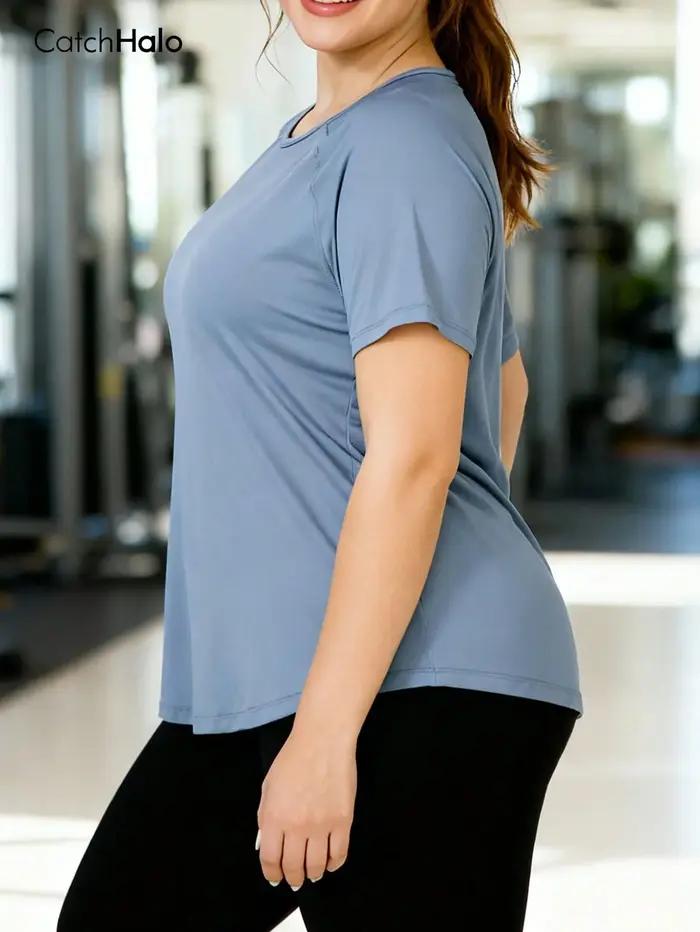 T-shirt de sport grande taille pour femme haut de gym coupe décontractée respirant léger manches courtes vêtement de sport estival occasions spéciales activité physique fitness