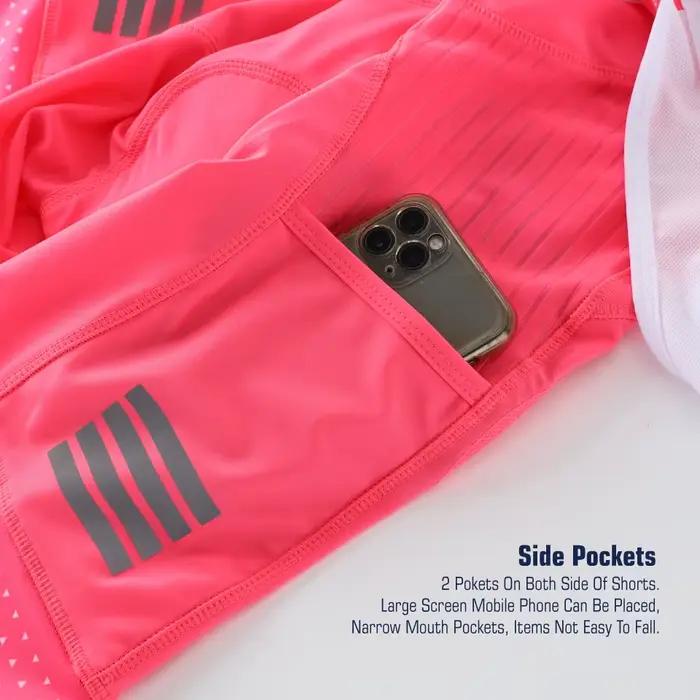 KEMALOCE-Cuissard à bretelles de cyclisme pour femme, rose uni et noir, short de vélo rembourré en g