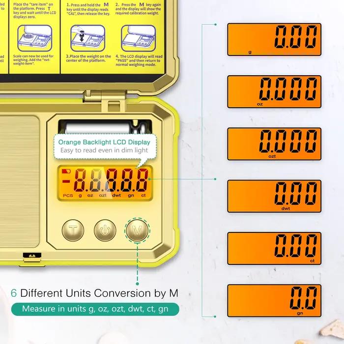 Balance à bijoux numérique 200g 0.01g balances de poche avec poids d'étalonnage 50g balance électron