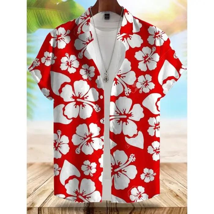 Bord de mer Style hawaïen chemise pour hommes vacances d'été décontracté hommes chemise à manches co