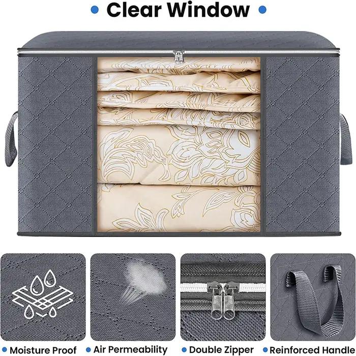 Sac de rangement pour vêtements de grande capacité, conteneurs de rangement pour couvertures pliable