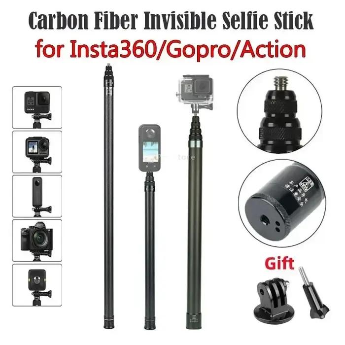 Perche à Selfie Invisible en Fiber de carbone Super longue, 3M 1.5M, pour DJI OSMO 360 Insta360 X5 X