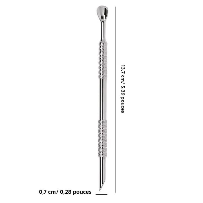 Poussoir à cuticules à sabot coudé à Double tête