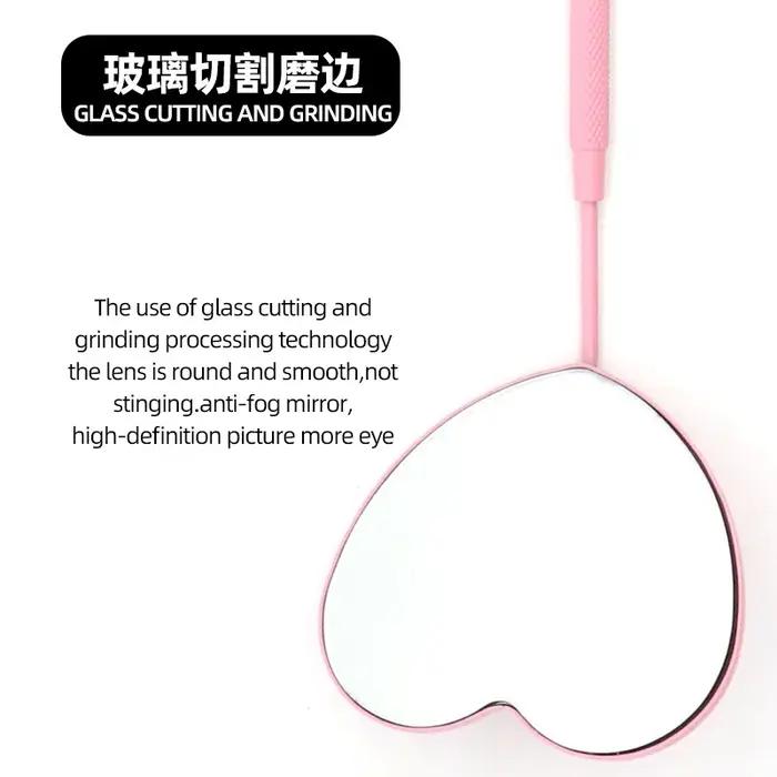 Miroir de contrôle d'extensions de cils en forme de cœur, miroir multifonction en acier inoxydable,