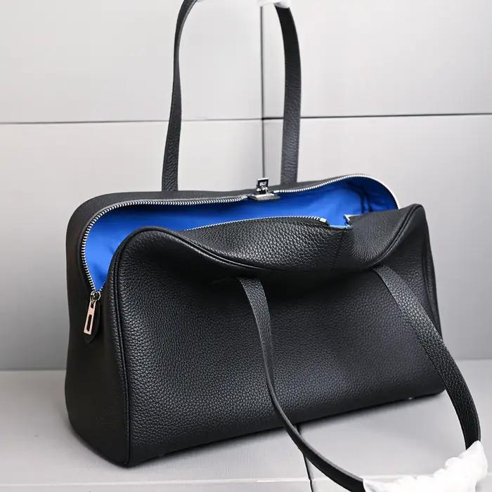 Nouveau Sac à Main en Cuir Véritable 35 cm Grande Capacité en Cuir de Vachette Pleine Fleur pour Fem