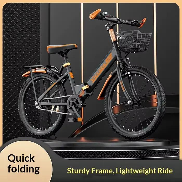 Vélo pliable pour enfants 20 pouces 21 vitesses réglable hauteur selle robuste style VTT adolescents garçons sorties randonnées探险家自行车儿童折叠车20英寸21速可调座高坚固山地风格青少年男孩出行徒步