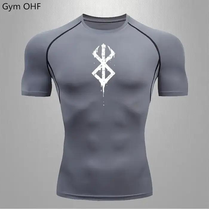 T-shirt à manches courtes Berserk Anime pour hommes, chemise de compression, course à pied, séchage