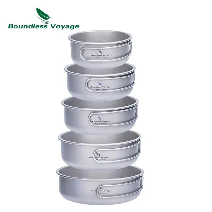 Casseroles en titane Voyage sans limite, bols, vaisselle avec poignée pliante, Camping de plein air,