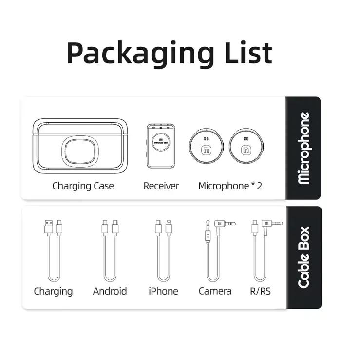 NUNAVO Microphone sans fil pour Insta360 One R, pour Insta360 one rs Microphone sans fil audio, pas