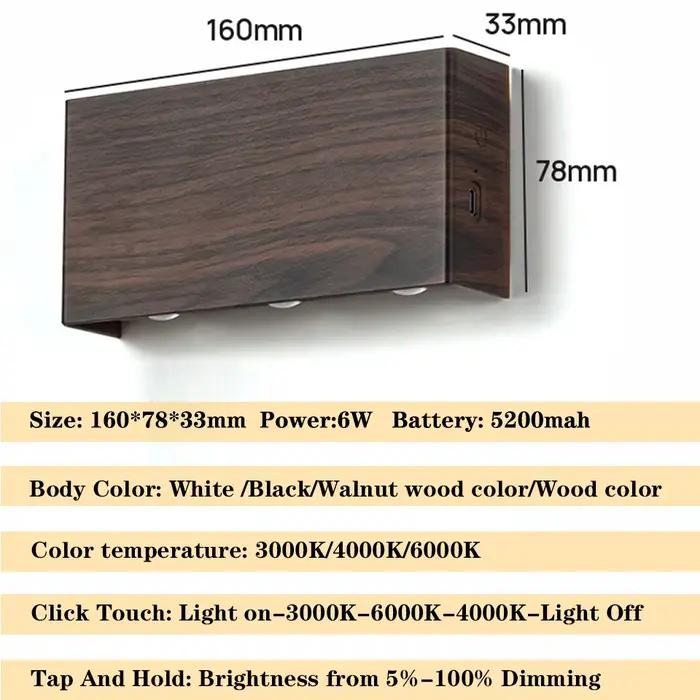 Lampe murale avec télécommande, variateur tactile, charge de Type C, veilleuse de chevet, décor d'an