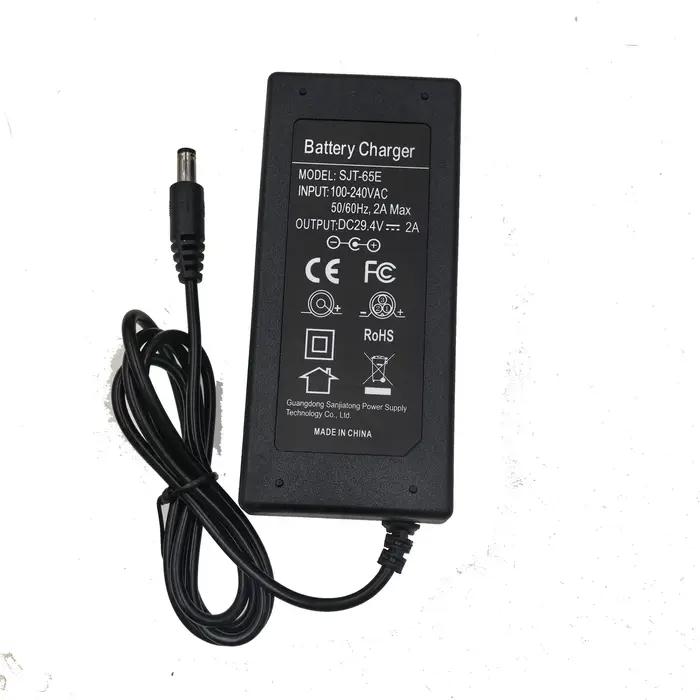 Chargeur 29.4V 2A pour batterie au lithium 24V 25.2V 25.9V 29.4V 7S, chargeur de vélo électrique 29.