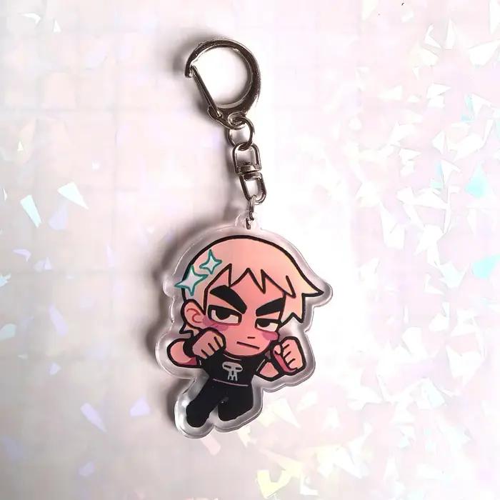 Garçon tordu Scott Pilgrim décolle porte-clés en acrylique cadeau d'anniversaire pour garçons et fil