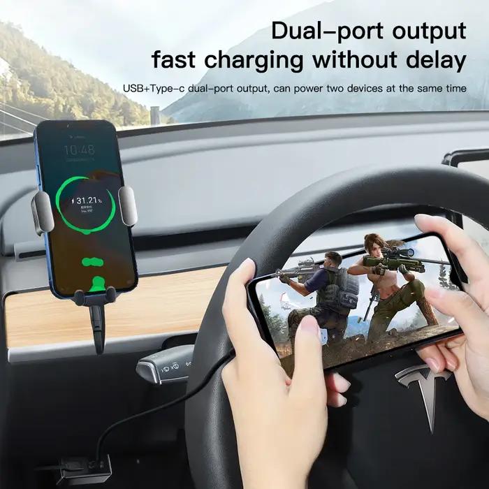 YZ Pour Tesla Model X S 3 Y Highland Juniper OBD Chargeur rapide USB et type C Double Port 48W Kit d
