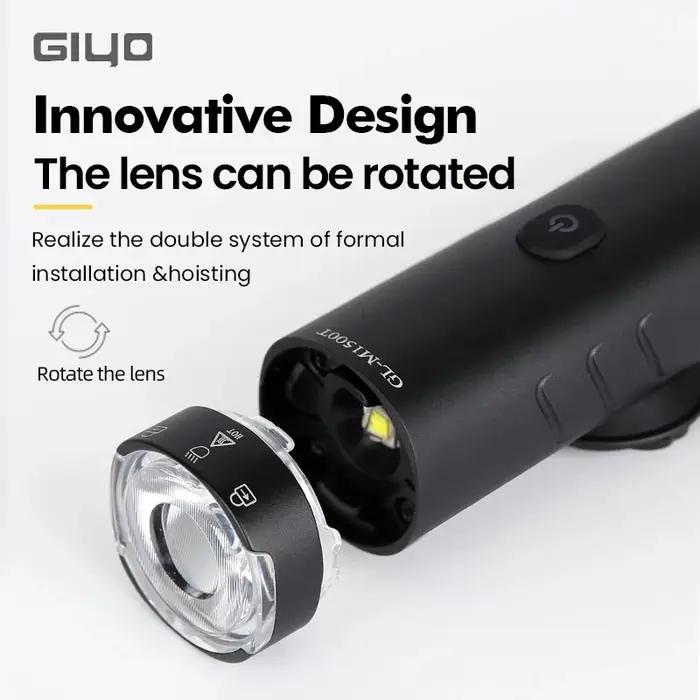 Lampe avant de vélo GIYO, phare 1500LM/1200LM/900LM, LED rechargeable par USB, 4000mAh, lampe de vél
