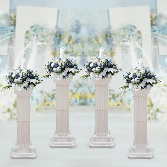 Colonne de support de fleurs de fête de pilier romain de mariage, décor de fond en plastique, décora