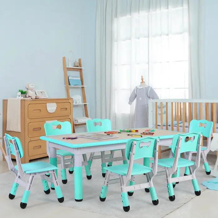 Table rectangulaire pour enfants avec 6 chaises, réglable, multi-activités, bureau d'art et d'artisa