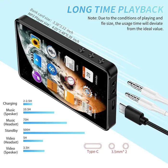 Yophoon 4 pouces X20-New UI MP4 lecteur de musique écran tactile 16GB BT 5.0 avec haut-parleur 1080P