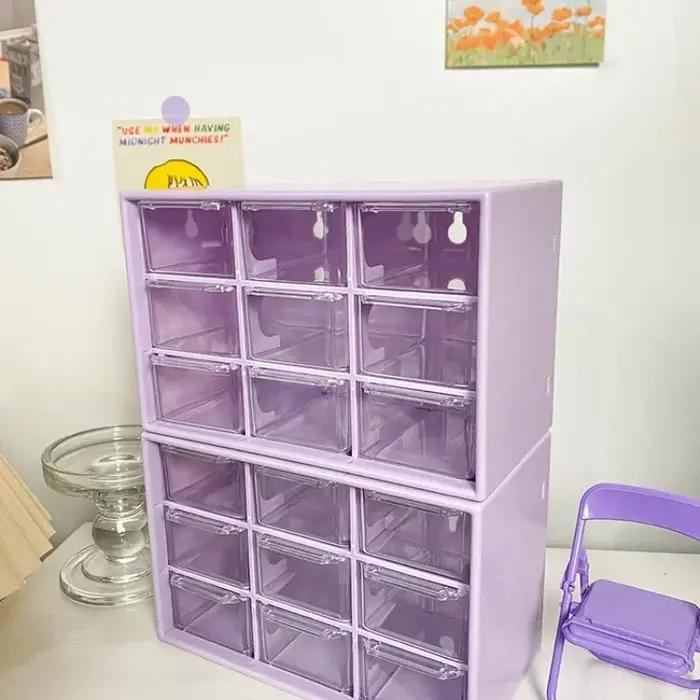Bureau 9 grilles boîtes de rangement organisateur Transparent petit tiroir cloisonné bureau d'étudia