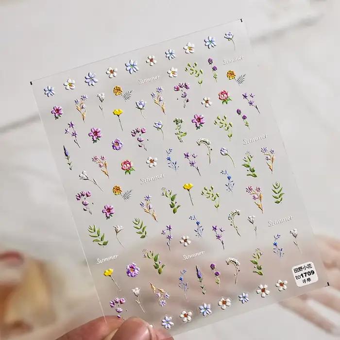 Autocollants pour ongles en forme de fleur, 1 pièce, feuille florale d'été, plante, décalcomanies co