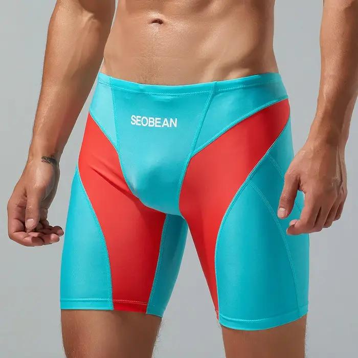 Seobean-Pantalon de natation multicolore pour homme, vêtement de plage à trois voies, nouvelle colle