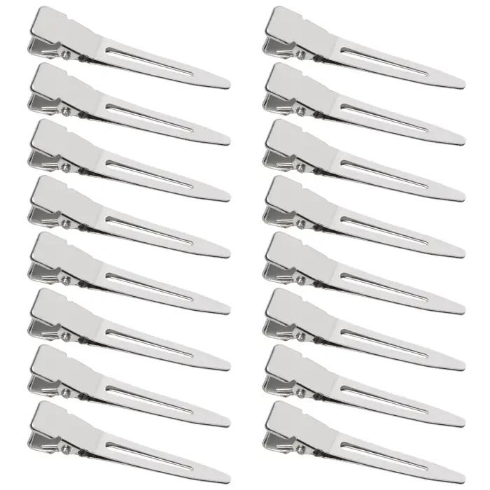 Pinces à bec de canard à une broche, pinces à cheveux argentées, section de réglage, pinces crocodil