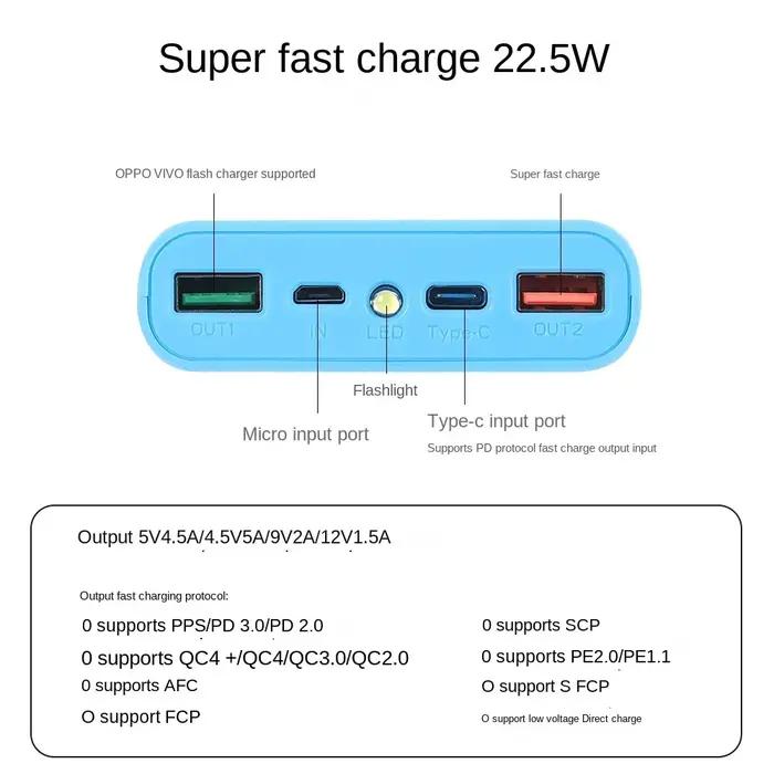 8X18650 double USB batterie externe coque Micro USB Type C 5V 4.5A boîtier de bricolage boîte de sto