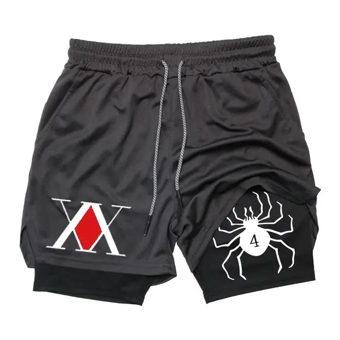 Short de sport Hunter x Hunter pour homme, pantalon de jogging bicouche, respirant, à séchage rapide