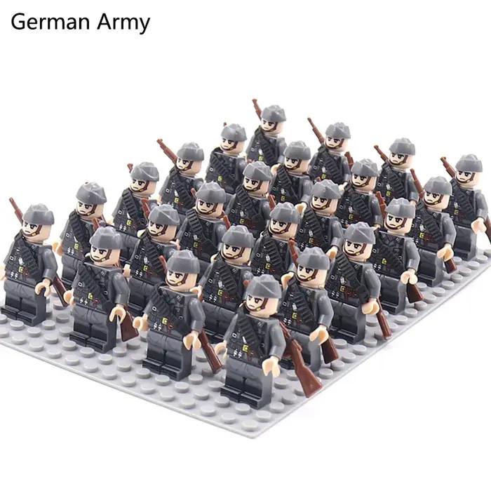 WW2 24 pièces/lot soldats militaires blocs de construction ensemble armes soviétique US UK chine Fra