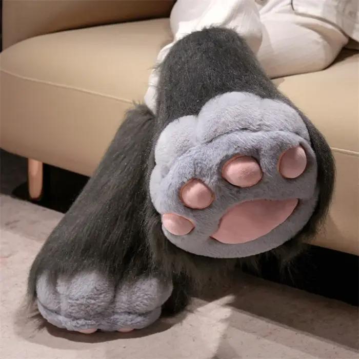 Fursuit-KIG – pantoufles antidérapantes en peluche Ultra douce avec détail de sabot, chaussures d'in