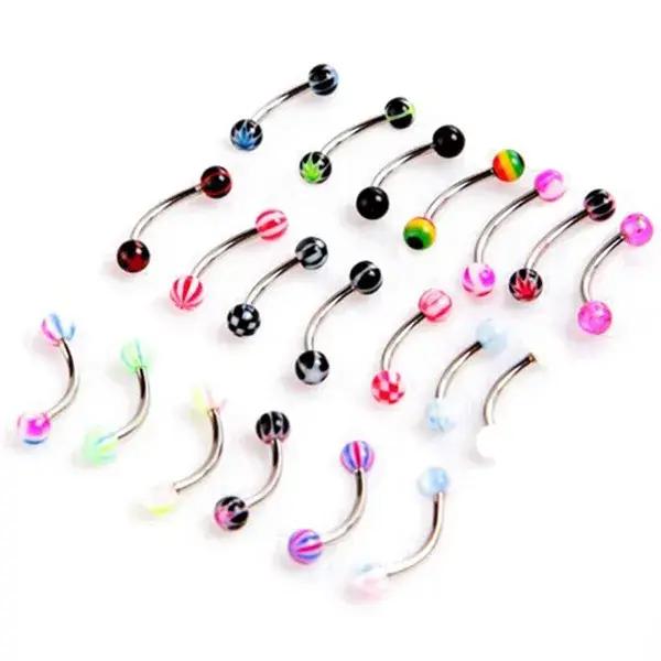 Piercing en Acier Inoxydable Coloré, Boule d'Haltère Incurvée, pour Eyebloguing, Barre Tragus, 20 Pi