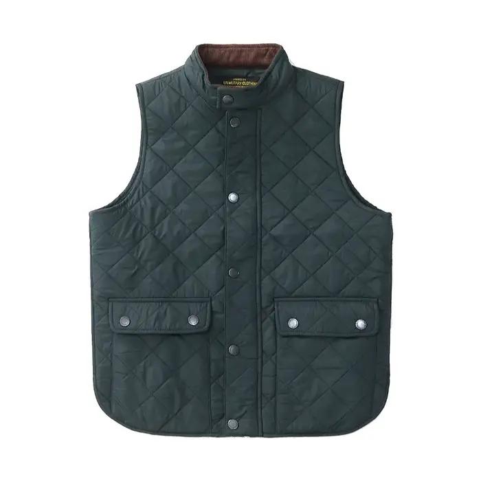 Réplique de gilet en coton matelassé pour hommes, rétro américain décontracté, couleur unie, col mon