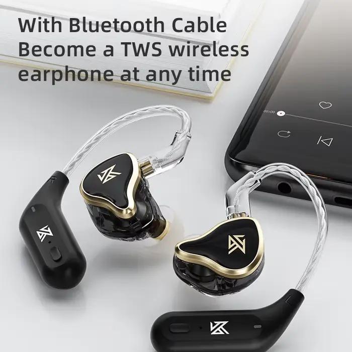 KZ-Écouteurs ZAS 7BA + 1esse Dynamic Hybrid Wired Médiateur phones, HiFi Bass, dehors Médiateur set,