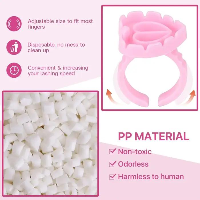 Anneau de colle en plastique jetable en forme de cœur, 100 pièces, tasse d'extension de cils, suppor