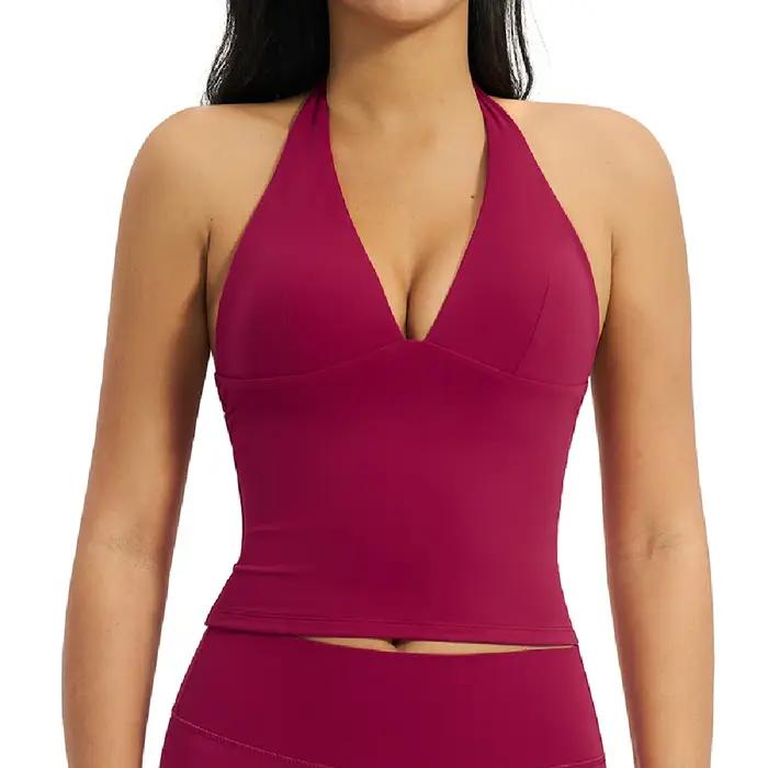 Soutien-gorge de sport sexy à décolleté plongeant pour femme, idéal pour le yoga, la gym, la course