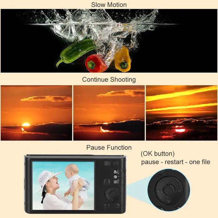 Appareil photo numérique 4K pour la photographie, n'aime numérique 16X, appareil photo compact pour