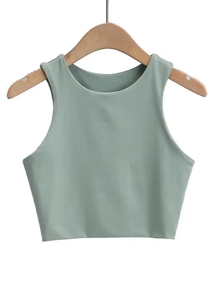 Débardeur Sexy et Slim pour femmes, col rond, sans manches, Double Nylon, bonne qualité, 6 couleurs,