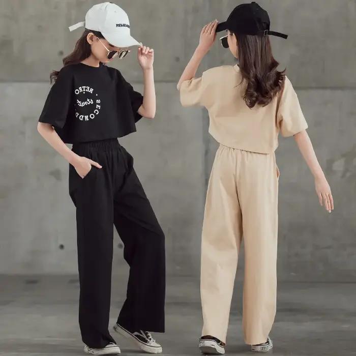 Ensemble de vêtements pour adolescentes de printemps et d'été, t-shirt et pantalon courts pour enfan