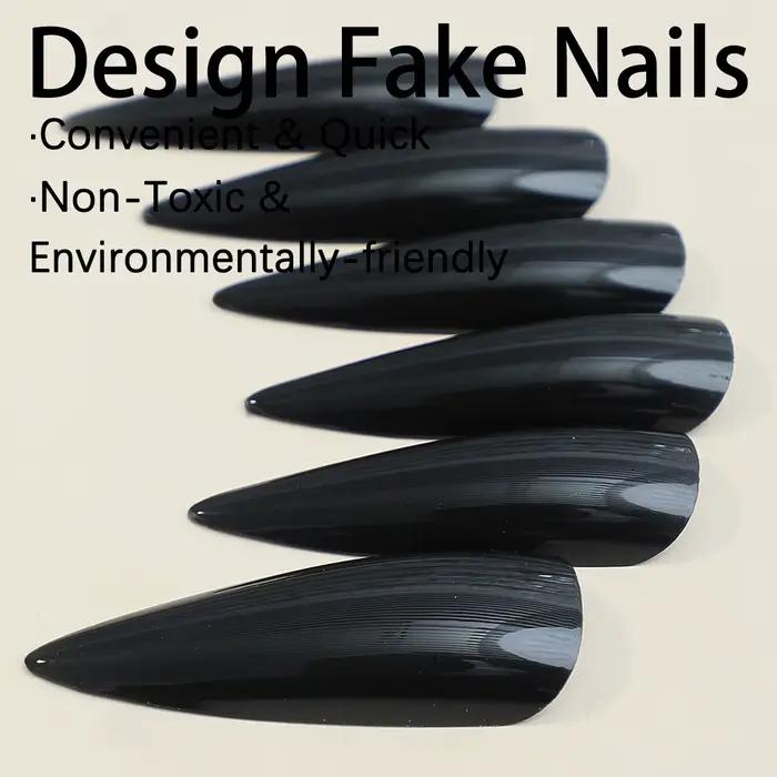 Transformez vos ongles avec 24 pièces Extra Long Stiletto Style français moderne classique Simple no