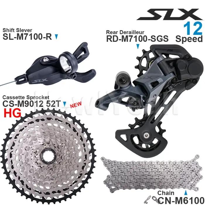 Groupe de vitesses SHIMANO SLX M7100 1x12 levier dérailleur arrière chaîne CN-M6100 cassette 11-50T 52T pour randonnées montagneuses et courses cyclocross
