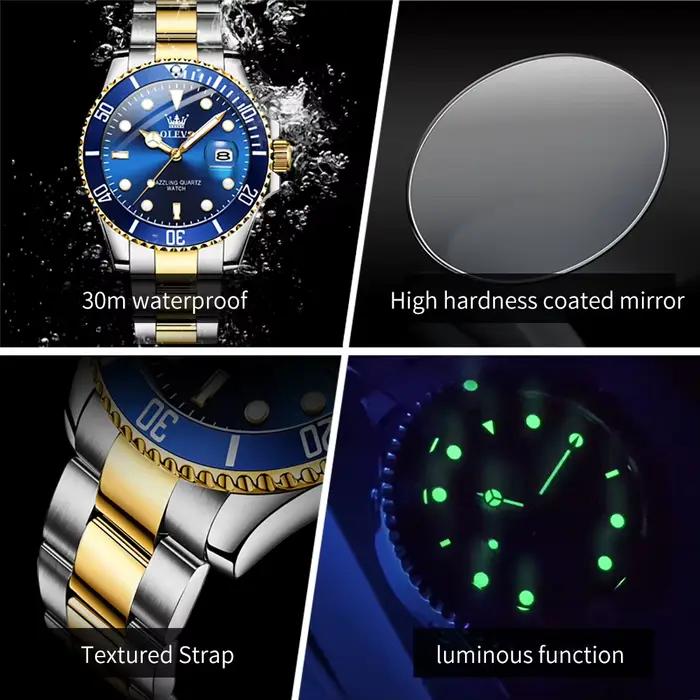 OLEVS 5885 homme montre marque originale étanche montre à Quartz bracelet en acier inoxydable automa