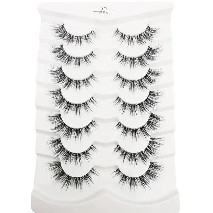 7 paires de cils oeil de chat, cils de vison artificiels aspect naturel cils de vison intelligents c