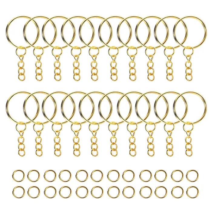 100 pièces 25mm porte-clés avec 100 pièces 8mm anneaux de saut connecteurs pour bricolage porte-clés