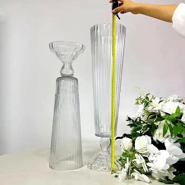 Bougeoirs sur pied en verre de table en cristal de 70cm de haut, 4 à 10 pièces, grands candélabres e