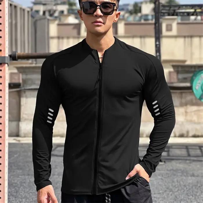 Veste fitness manches longues homme - Sweat-shirt entraînement gym cardigan zip jogging printemps automne