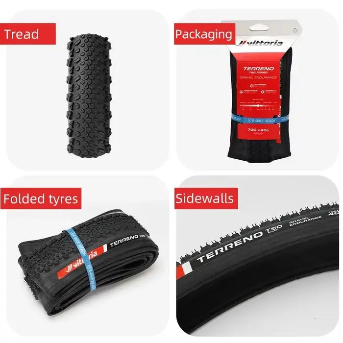 Pneu Vittoria Terreno pour endurance et gravier mixte 700x40C tubeless vitesse performance terrain dur et mixte occasions cyclistes