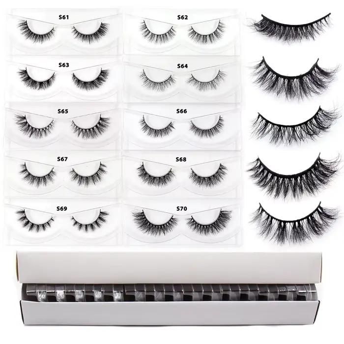 30/60/100 paires de cils de vison sans boîte cils de vison 3D courts faux cils de vison naturel en v