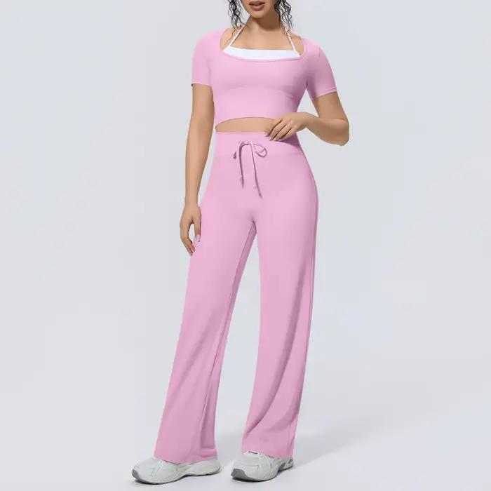 Ensemble de sport 2 pièces pour femme : Tenue de yoga, vêtements de fitness à séchage rapide, survêt